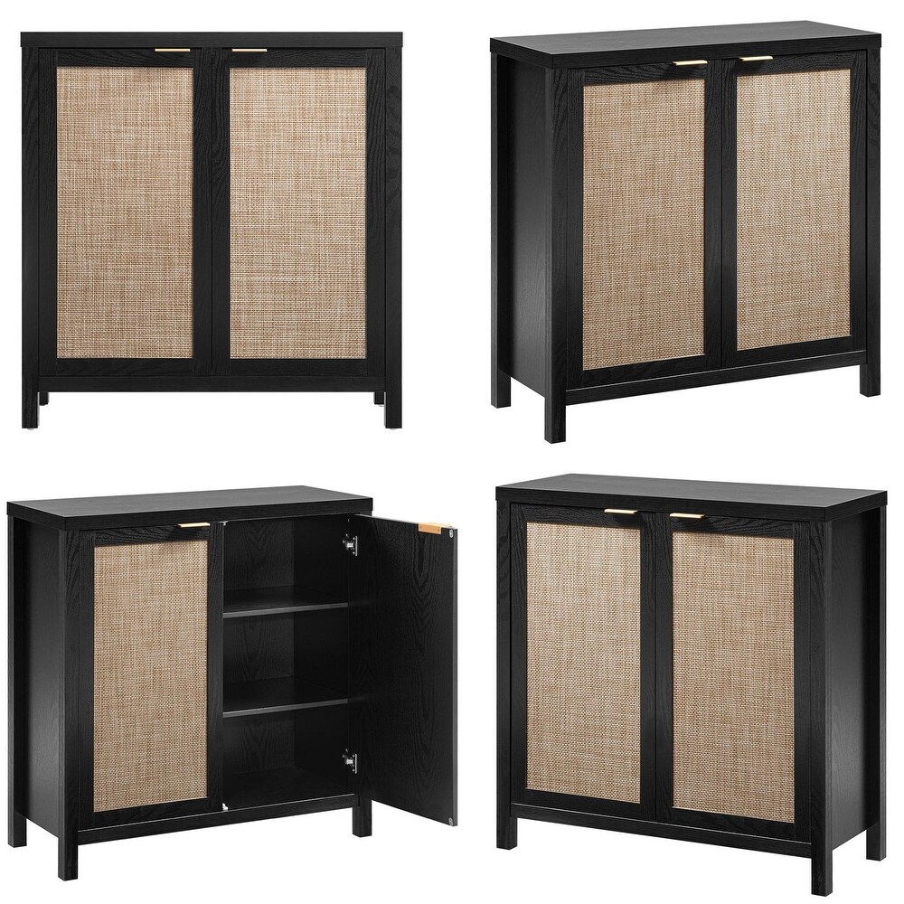 SICOTAS Rattan Sideboard Buffet Accent Storage Cabinet with 2 Doors   N/A