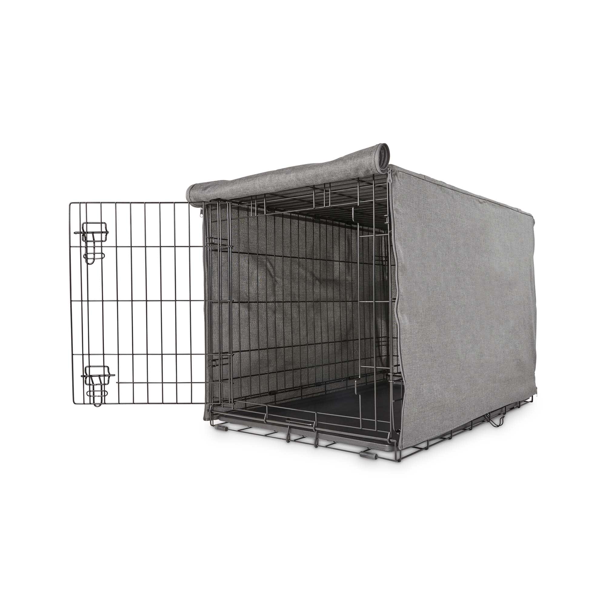 EveryYay Happy Place Grey Blackout Dog Crate Cover， 19