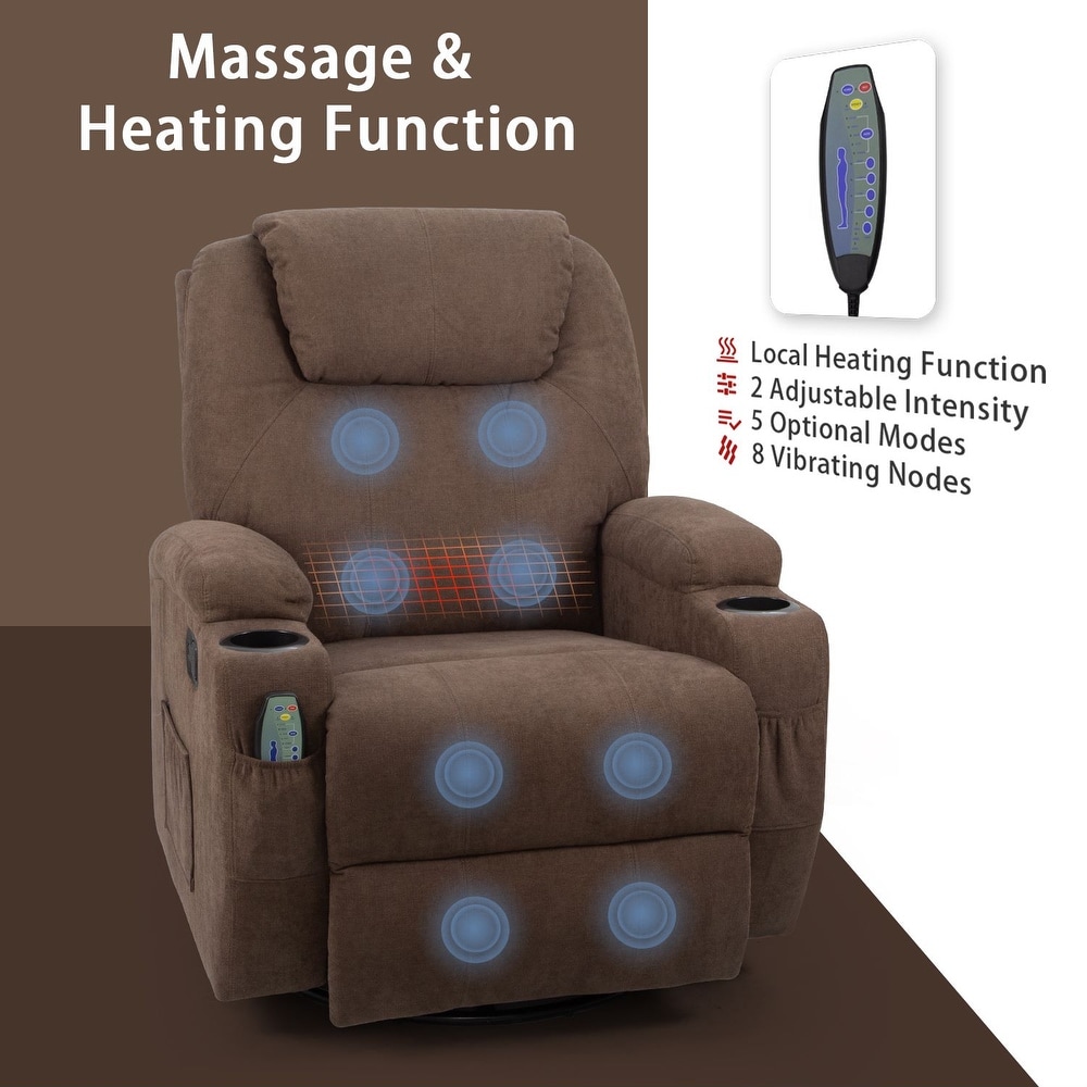 Homall Massage Recliner Chair Swivel Heating Fabric Living Room Sofa