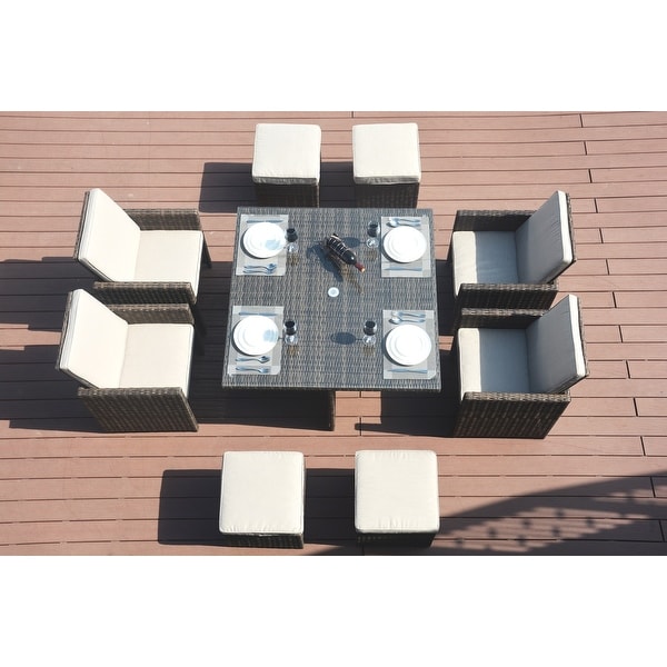 9piece Outdoor Dining Table Set with Cushions