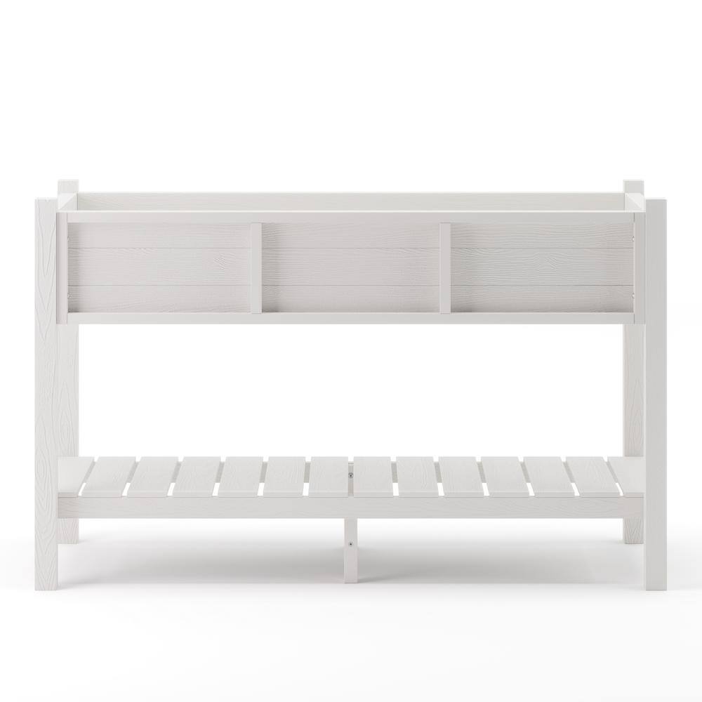 LUE BONA Raised Garden Bed Elevated Wood Planter Box Stand for Backyard Patio Balcony-White DPTHD23002-1