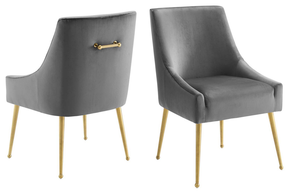 Side Dining Chair  Set of 2  Velvet  Metal  Green  Modern  Bistro Restaurant   Midcentury   Dining Chairs   by House Bound  Houzz