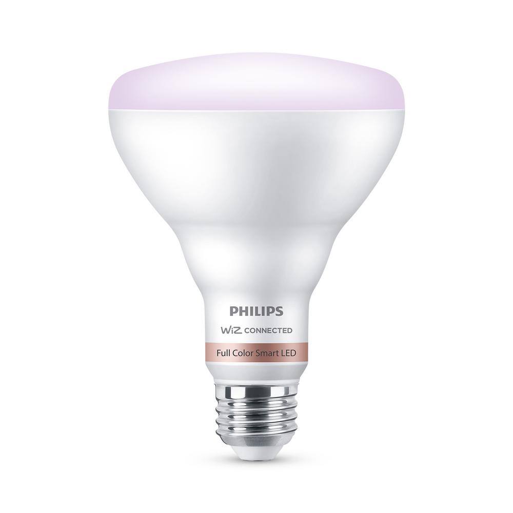 Philips 65-Watt Equivalent BR30 LED Smart Wi-Fi Color Changing Light Bulb Powered by WiZ with Bluetooth (1-Pack) 562728