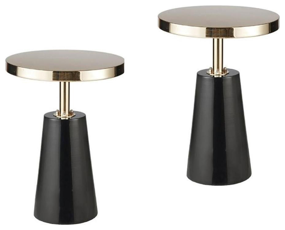 Home Square Sophia 14.25 quotRound Metal Accent Table in Black and Gold in Set of 2   Contemporary   Side Tables And End Tables   by Homesquare  Houzz