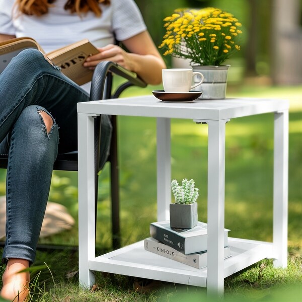 Outdoor Patio 2Tier Small Square Side Table