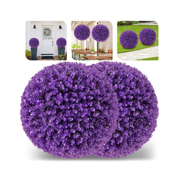 17.5 Inch 2 Pack Faux Eucalyptus Decorative Balls with 7 Layers Leaves