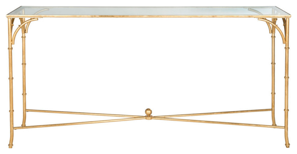 Rico Console  Gold/Tempered Glass Top   Asian   Console Tables   by Rustic Home Furniture Deco  Houzz