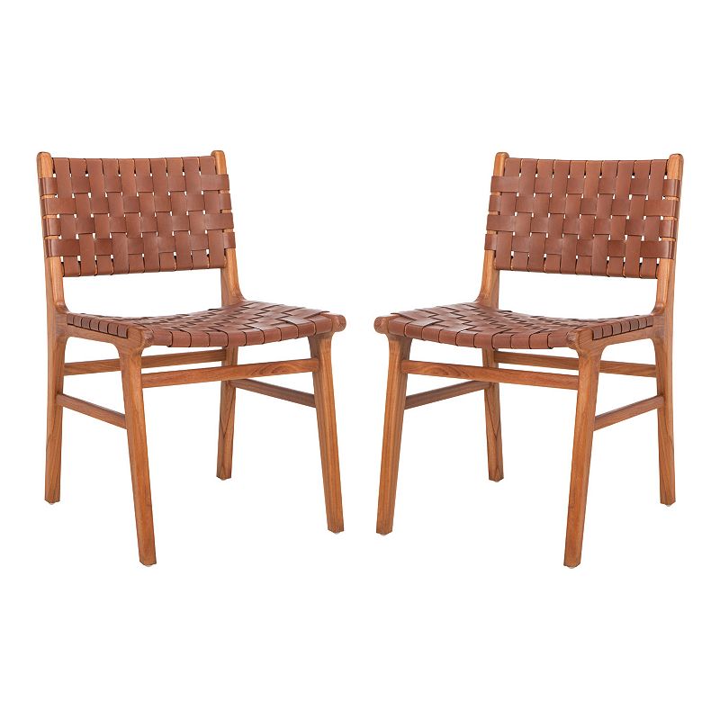 Safavieh Taika Woven Leather Dining Chair 2-Piece Set