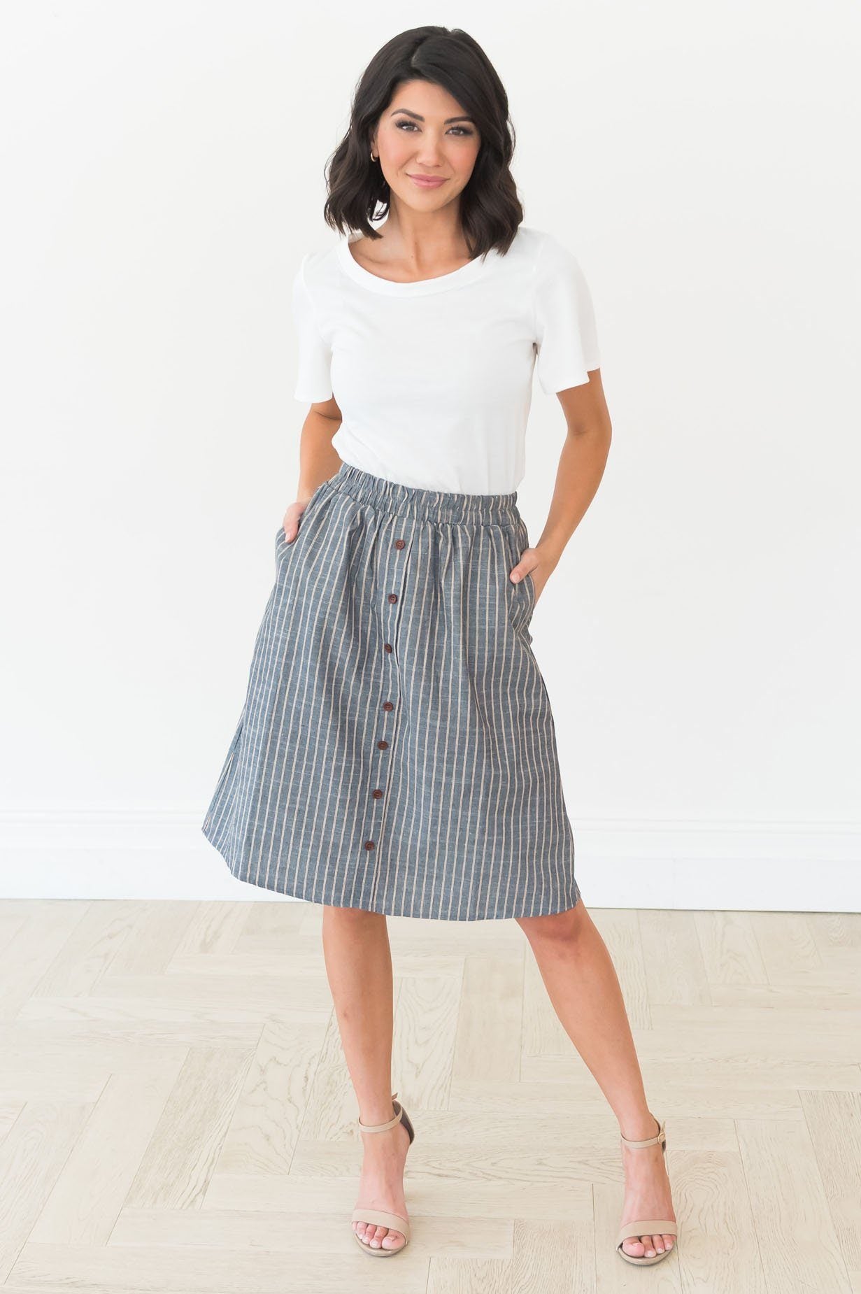 Burst Of Joy Striped Button Skirt