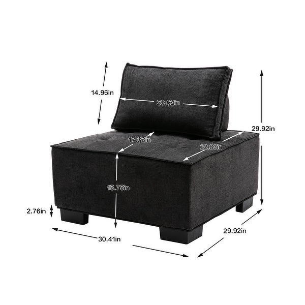 Modern Ottoman Lazy Chair with Solid Wood Legs for Comfortable Relaxation in Your Living Room or Bedroom， Black