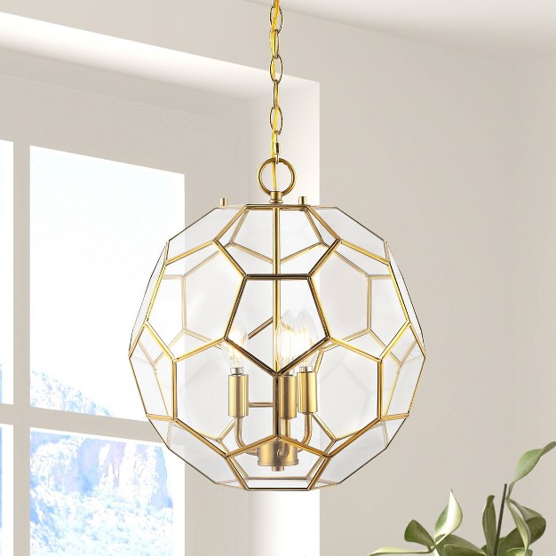 3 light Bee Modern Farmhouse Iron glass Led Pendant Brass Gold clear Jonathan Y