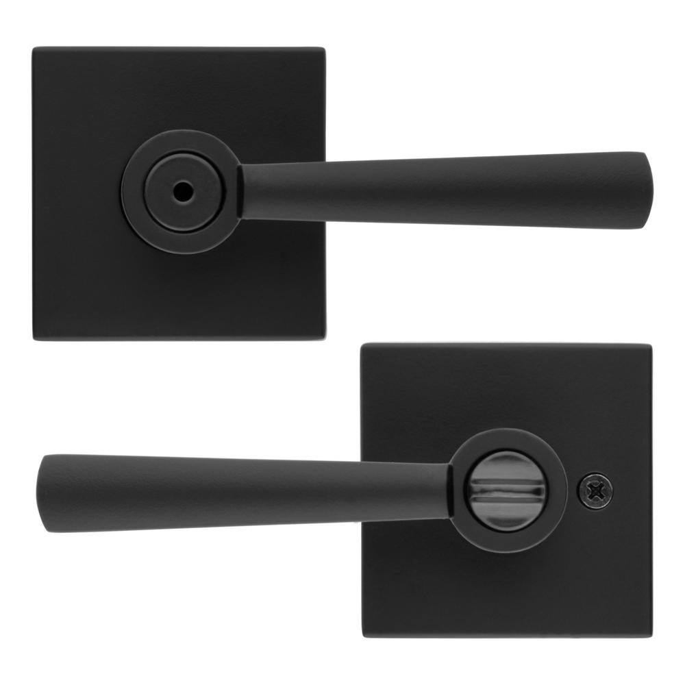 Baldwin Prestige Spyglass Matte Black BedBath Door Handle with Microban Antimicrobial Technology 353SPLSQR514CP6