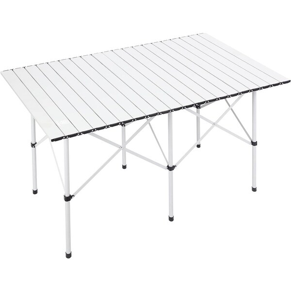 46 Person Portable Roll up Aluminum Camping Table with Carry Bag for Outdoor，White