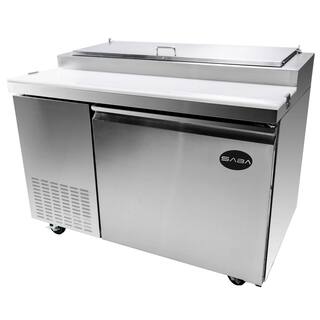 SABA 44.5 in. W 13 cu. ft. Commercial Pizza Prep Table Refrigerator Cooler in Stainless Steel SPP-44-6