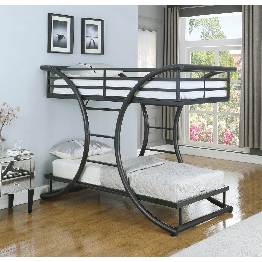 Coaster Furniture Stephan Gunmetal Twin over Twin Bunk Bed