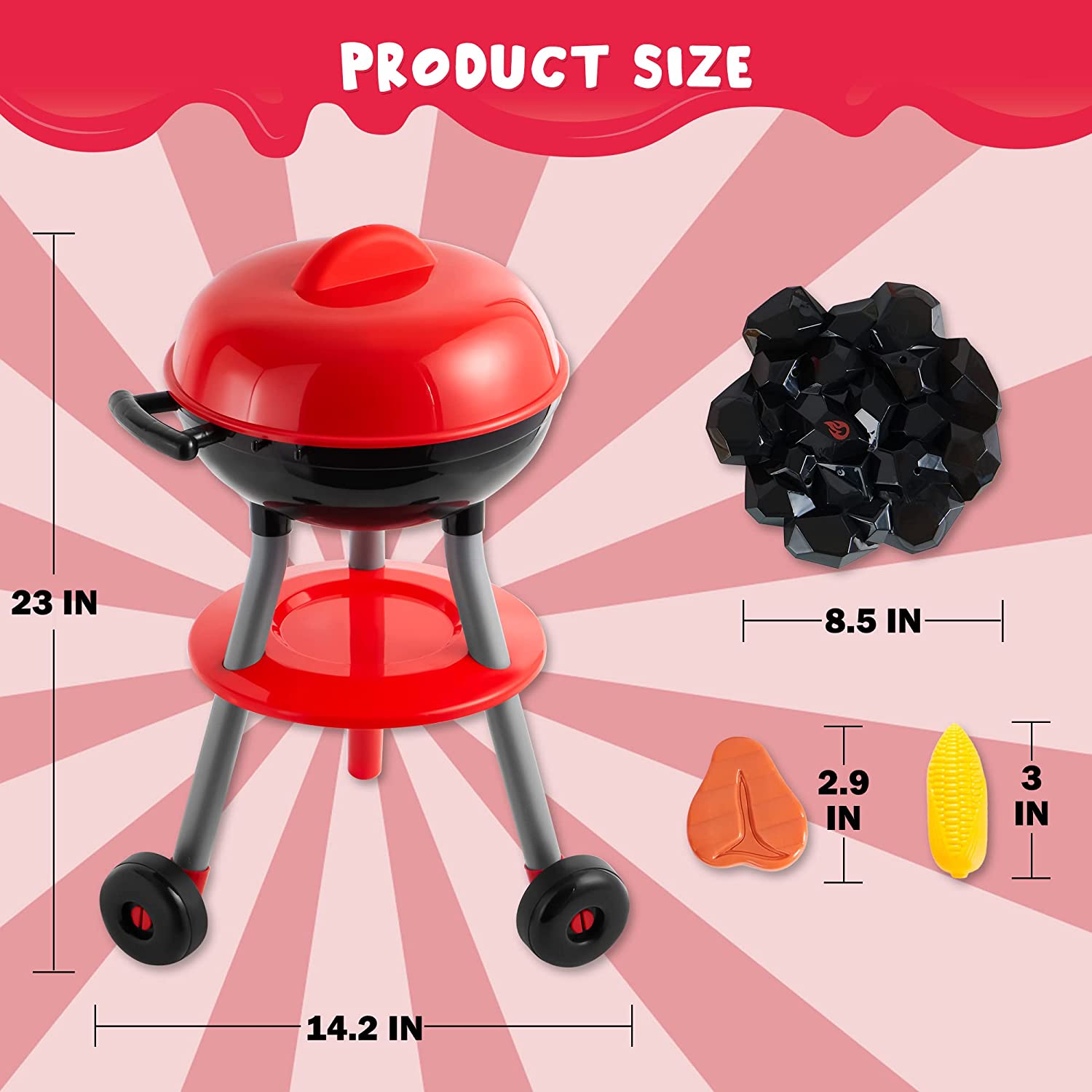 JOYIN 24 PCS Little Chef Barbecue BBQ Cooking Kitchen Toy Interactive Grill Play Food Cooking Playset for Kids Kitchen Pretend Play