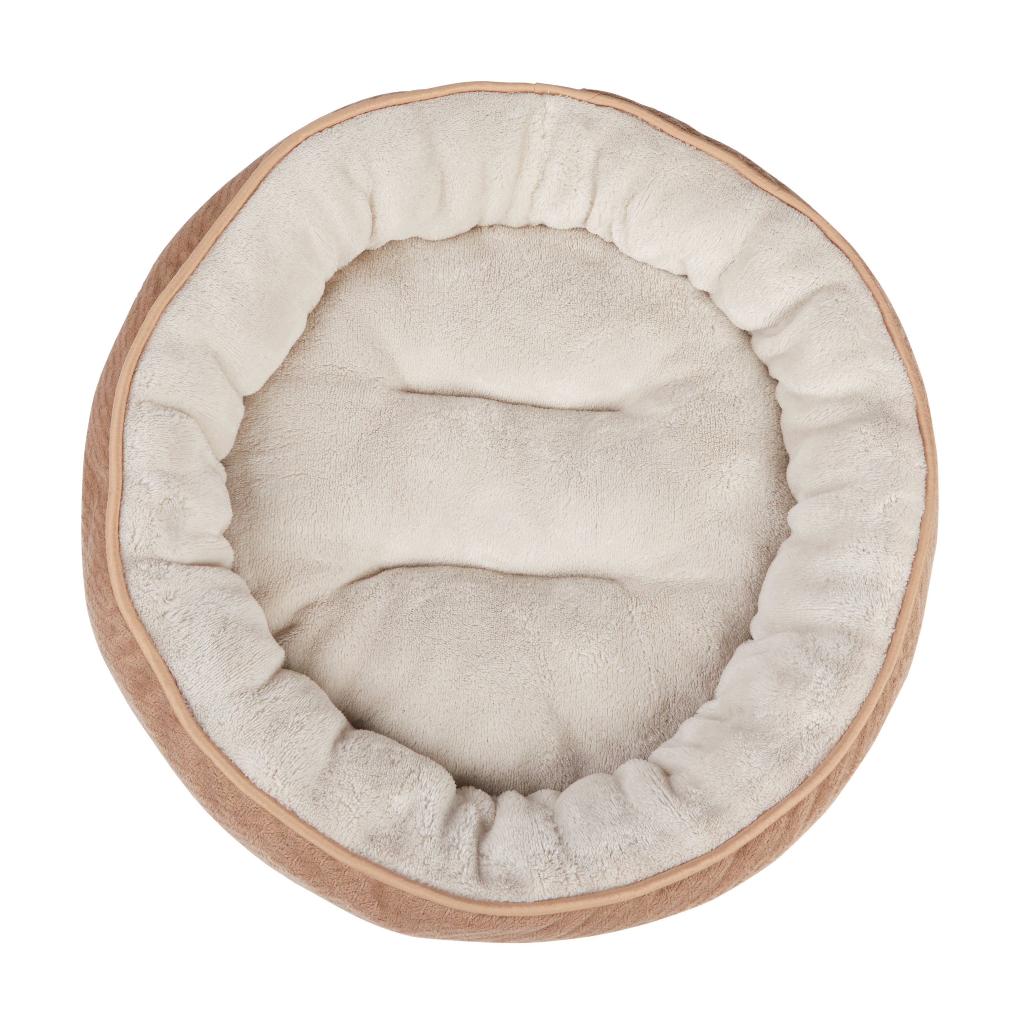 EveryYay Snooze Fest Tan Textured Round Cat Bed， 20