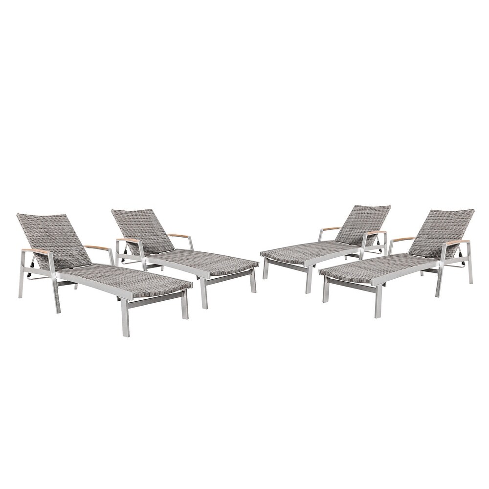 Oxton Outdoor Aluminum Chaise Lounges (Set of 4) by Christopher Knight Home