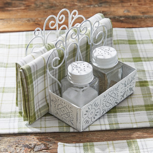 Park Designs Distressed Tile Napkin Caddy With Salt amp Pepper Shakers