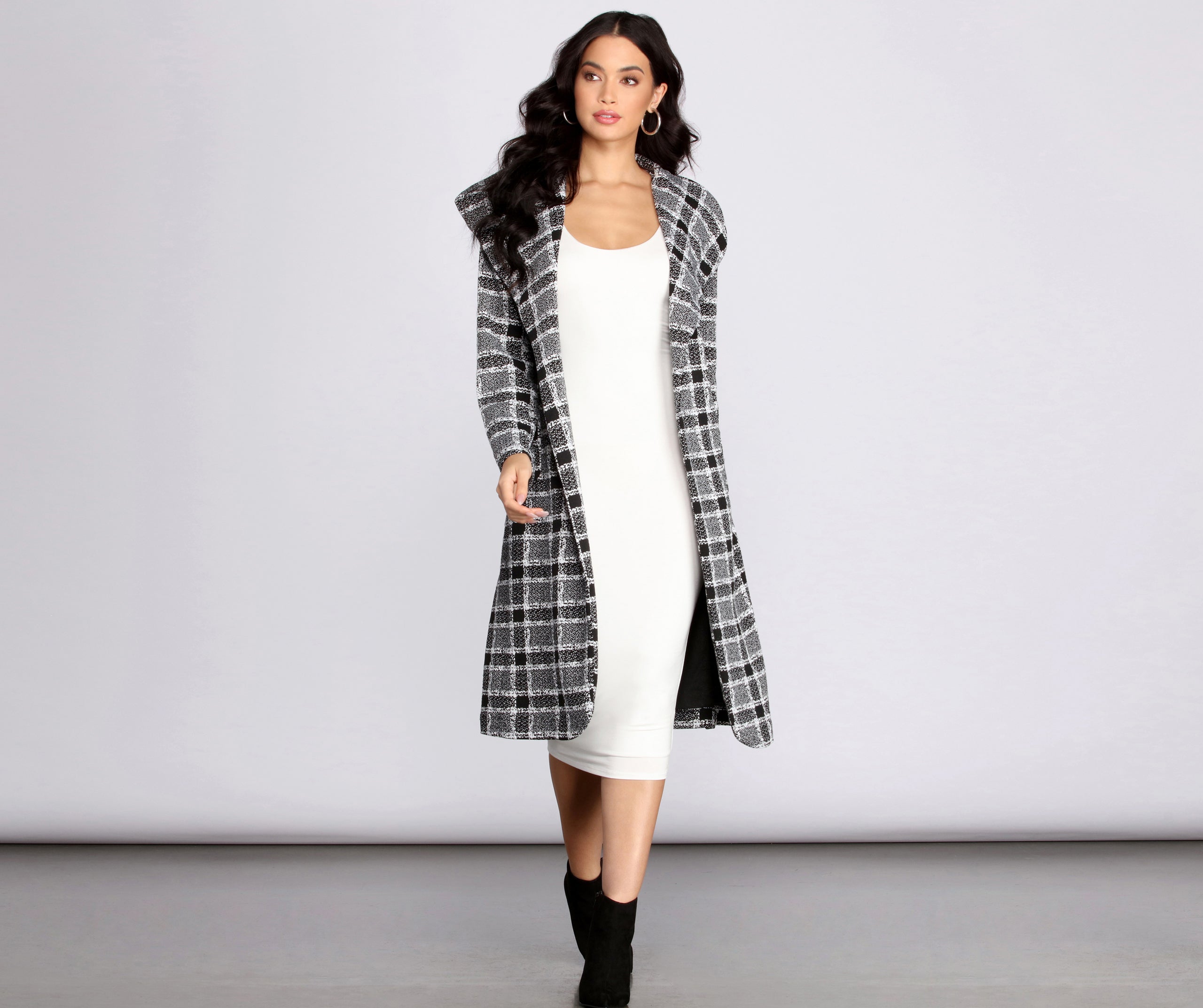 Checks And Balance Long Plaid Coat