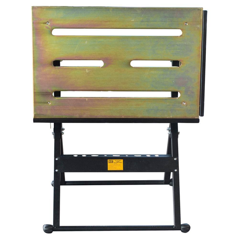 HIT Welding 30 in. x 22 in. Foldable Flameproof Steel Welding Table with Adjustable Tilt Top 809718