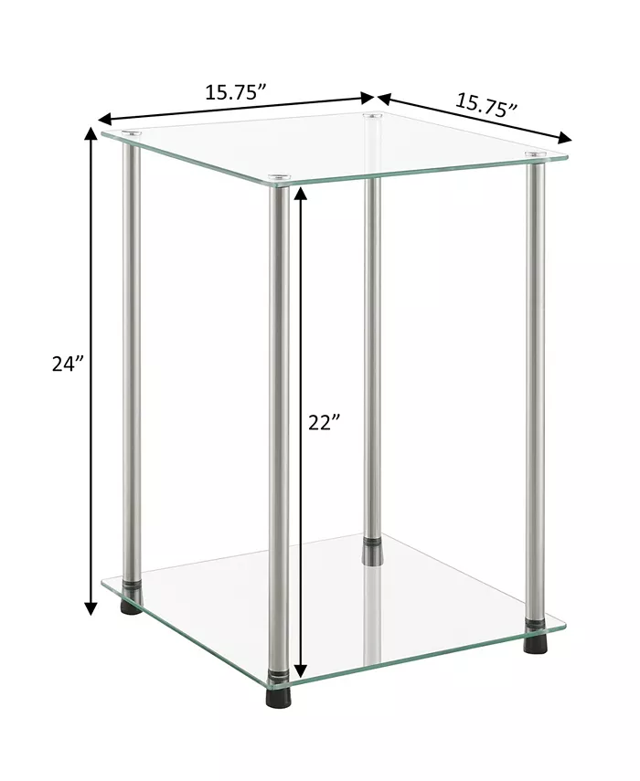 Convenience Concepts 15.75 Glass Designs2Go 2 Tier Square End Table