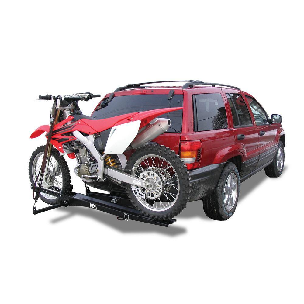 DK2 400 lb. Capacity Hitch Mounted Motorcycle Carrier with Adjustable Front Wheel Channel TMC201