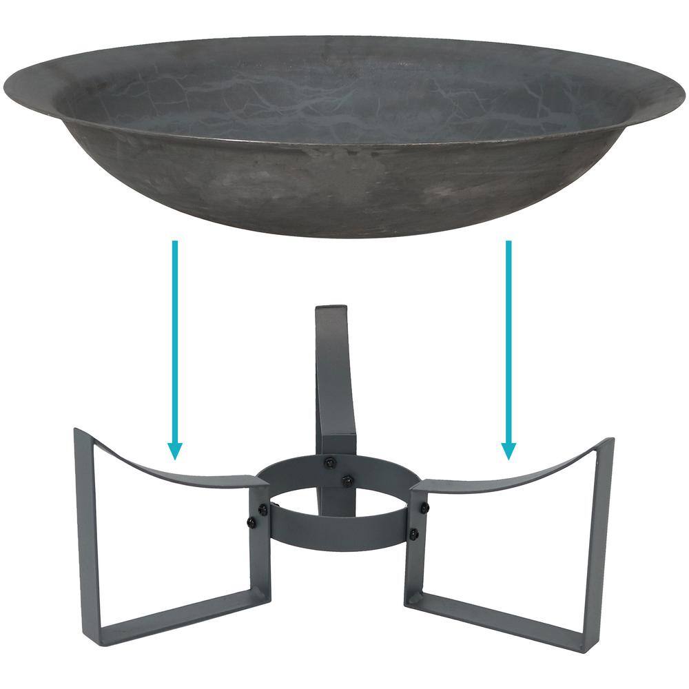 Sunnydaze Decor 23 in. x 8.5 in. Round Cast Iron Wood Modern Outdoor Fire Pit Bowl in Gray with Stand RCM-LG526