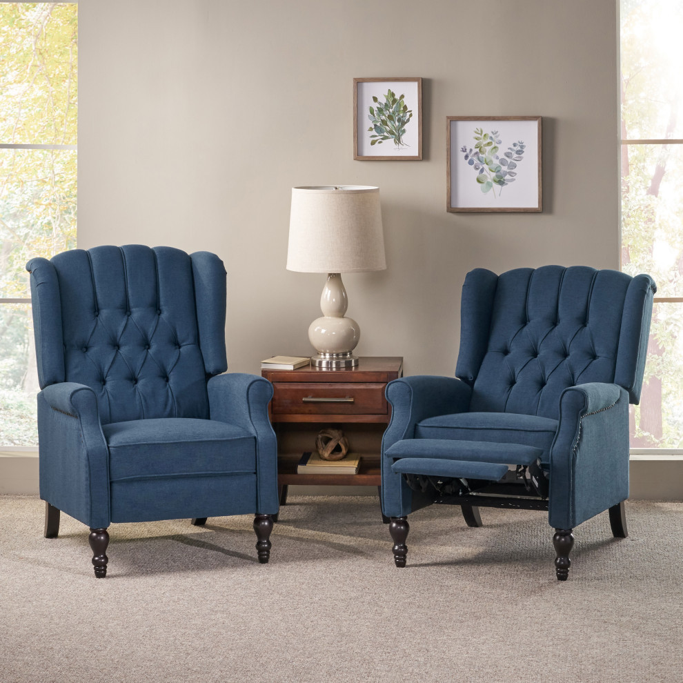 Xanthe Tufted Fabric Recliner  Set of 2   Traditional   Recliner Chairs   by GDFStudio  Houzz