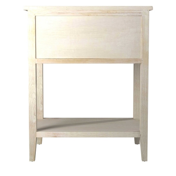 Distressed Mindi Wood Three-Drawer Side Table