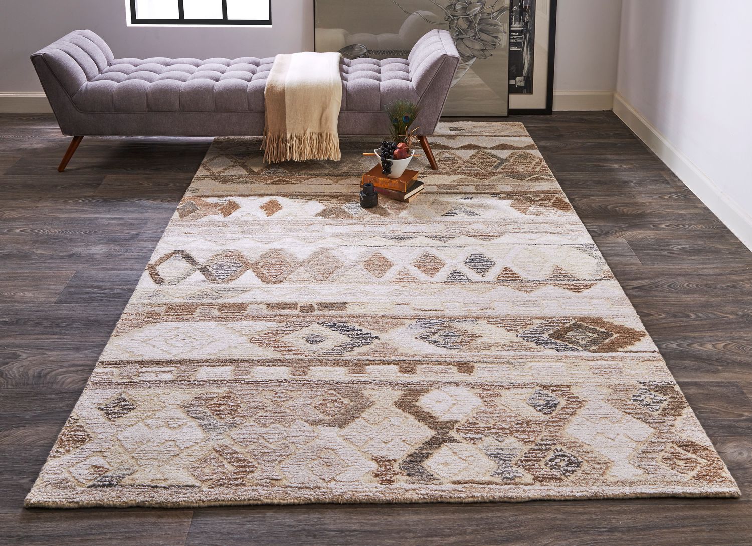 Palatez Hand Tufted Ivory and Brown Rug by BD Fine