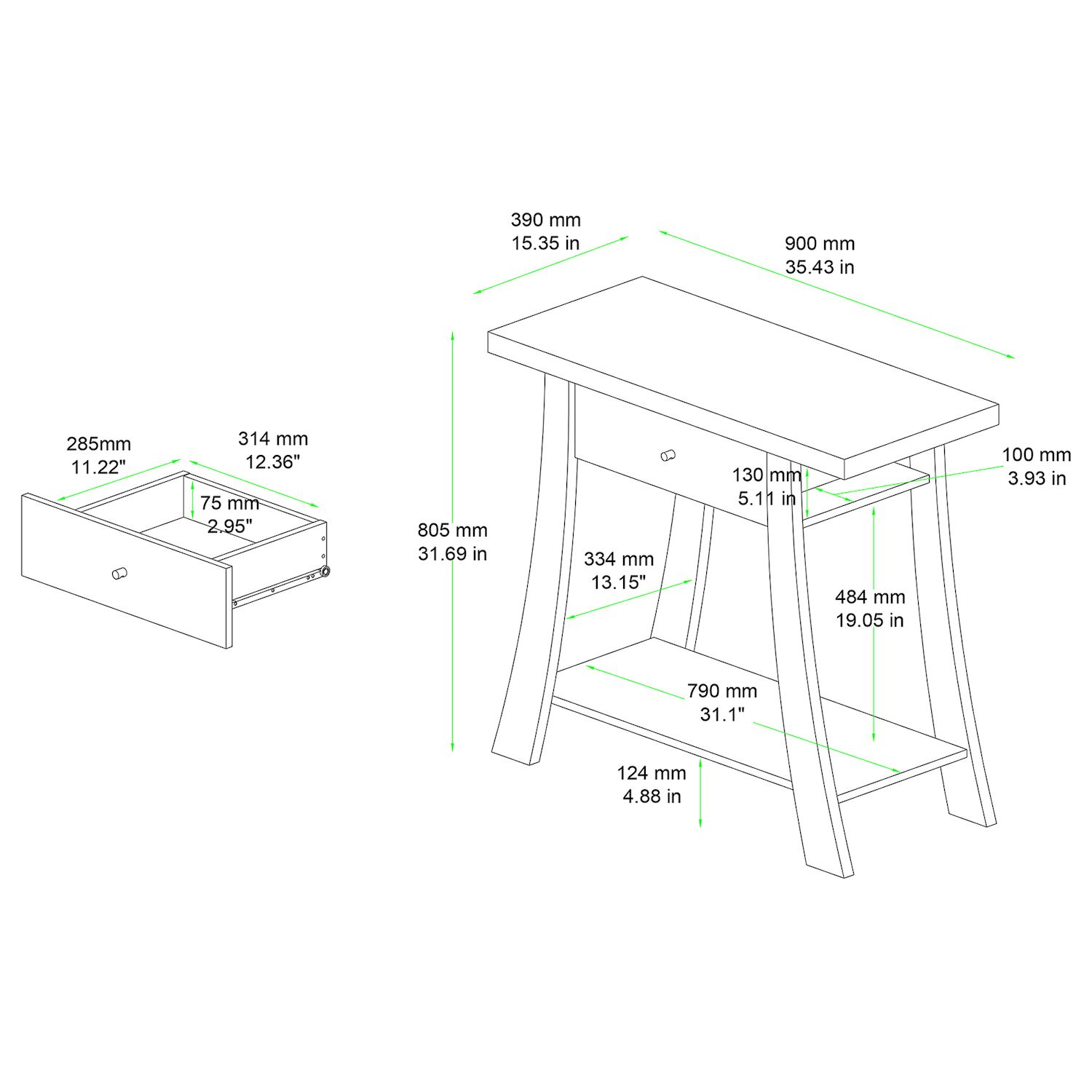 Baxton Studio Herman Console Table