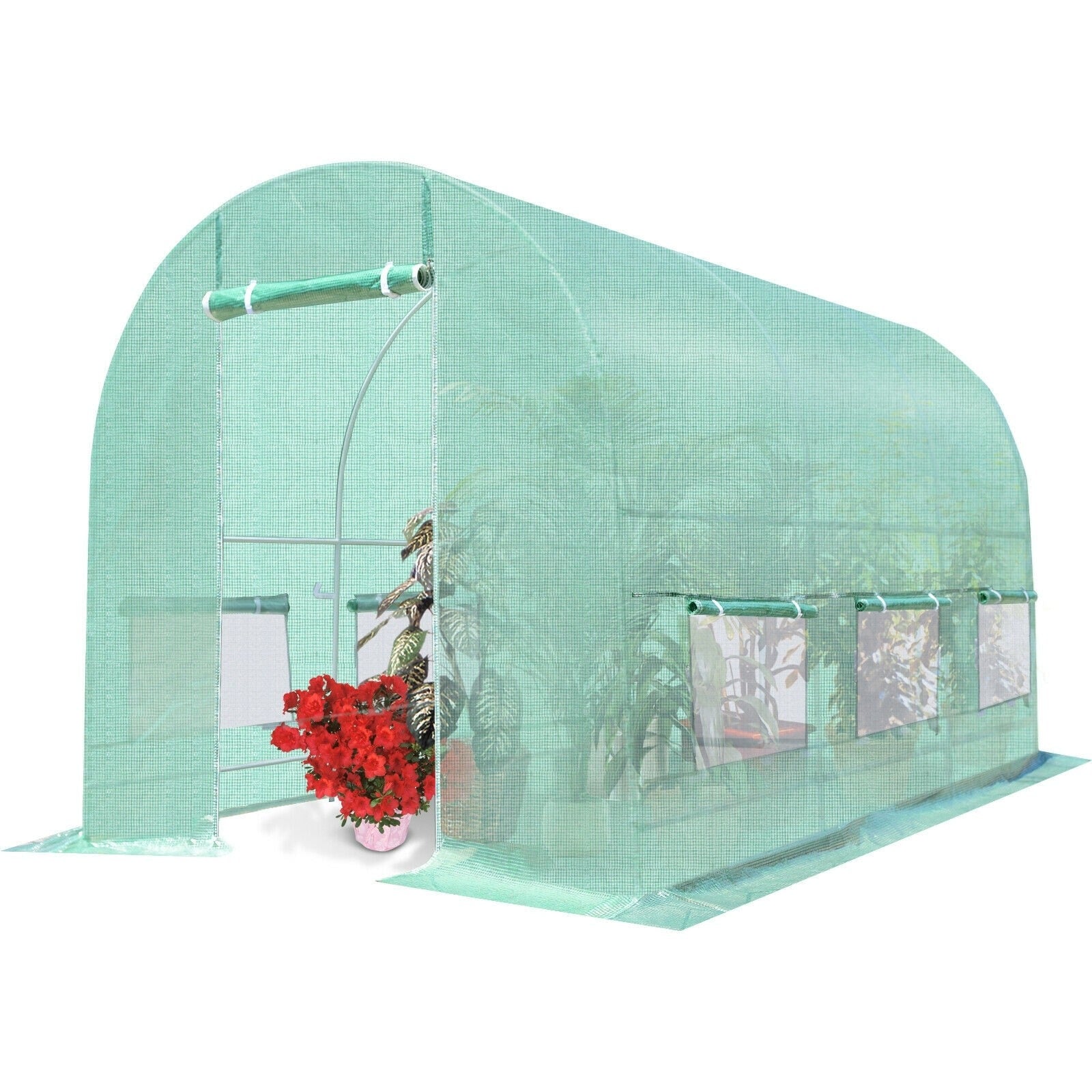 Portable Steel Frame Walk-in Greenhouse with 6 Windows