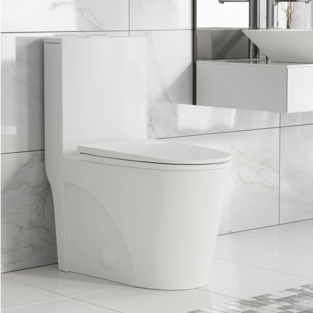 Swiss Madison St. Tropez 1-Piece 1.11.6 GPF Dual Flush Elongated Toilet in Glossy White Seat Included SM-1T254