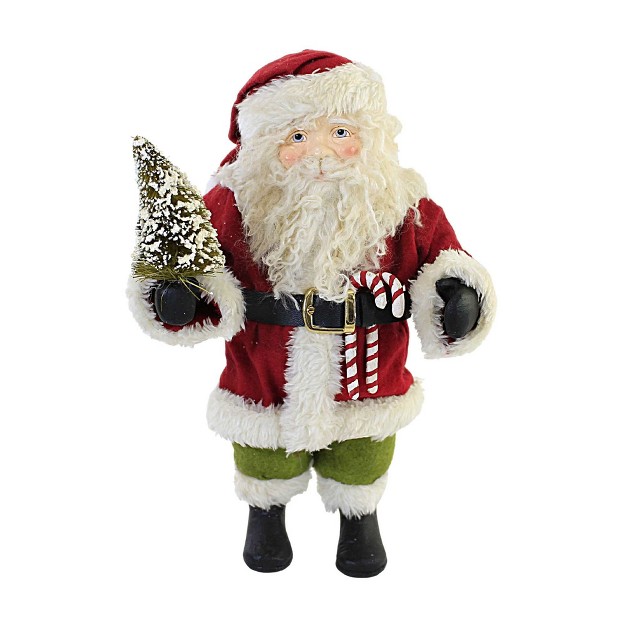 Christmas Vintage Posable Santa One Figurine 10 Inches Candy Canes Tree Td0043 Resin Red