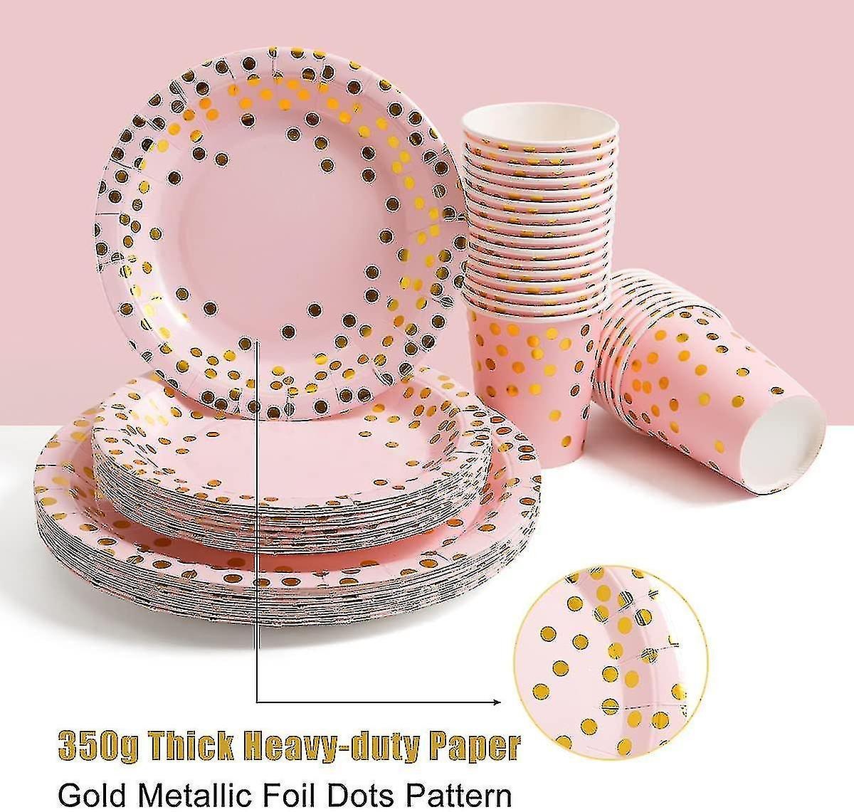 175 Piece Gold Party Supplies Set Disposable  Dinnerware Serves 25