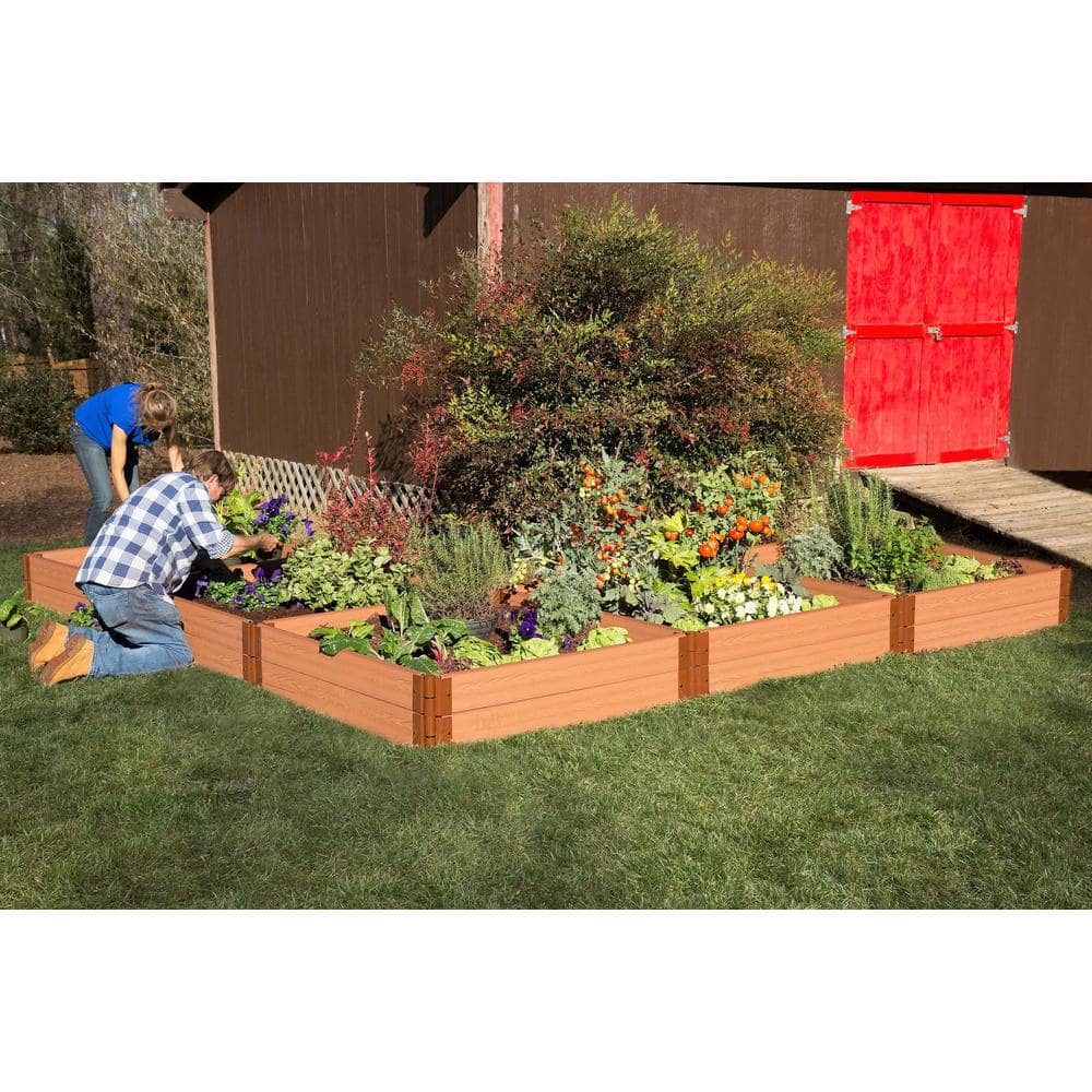 Frame It All 1 in. Profile Tool-Free Classic Sienna 12 ft. x 12 ft. x 11 in. L-Shaped Raised Garden Bed 300001168