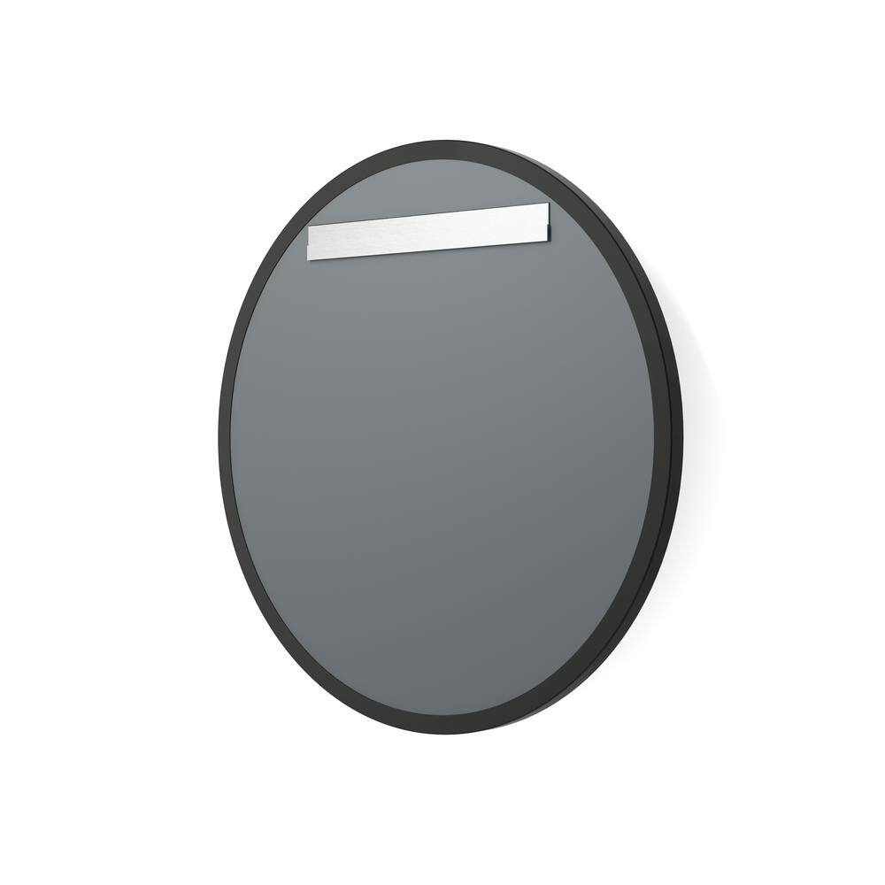 better bevel 36 in. x 36 in. Framed Round Bathroom Vanity Mirror in Black 20027