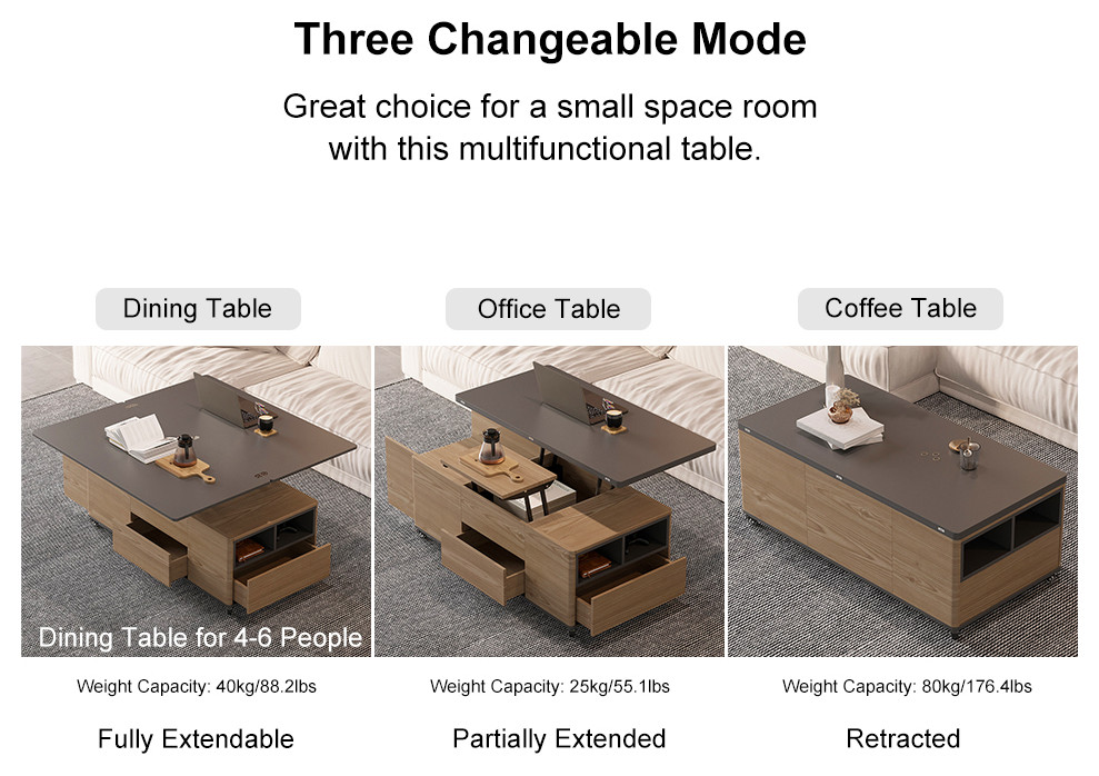 Lift Top Coffee Table Multi Functional Table With 3 Drawers  Walnut/Black   Transitional   Coffee Tables   by Homary International Limited  Houzz