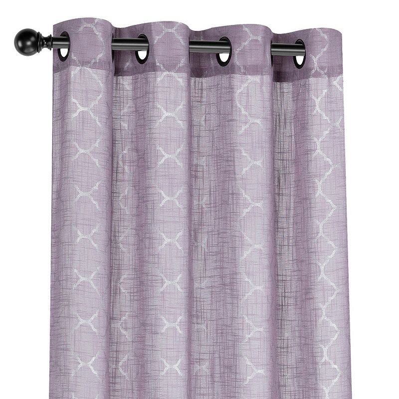 Kate Aurora Living 2 Pack Shabby Metallic Trellis Pastel Sheer Grommet Curtains