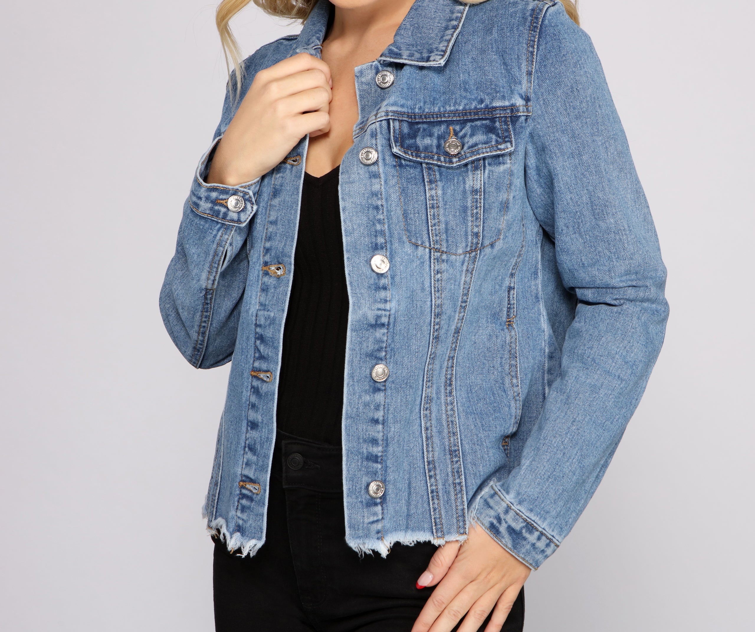 Fashionably Frayed Denim Jacket