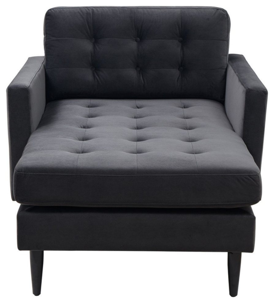 Raymond Tufted Chaise Dark Gray   Midcentury   Indoor Chaise Lounge Chairs   by Virgil Stanis Design  Houzz