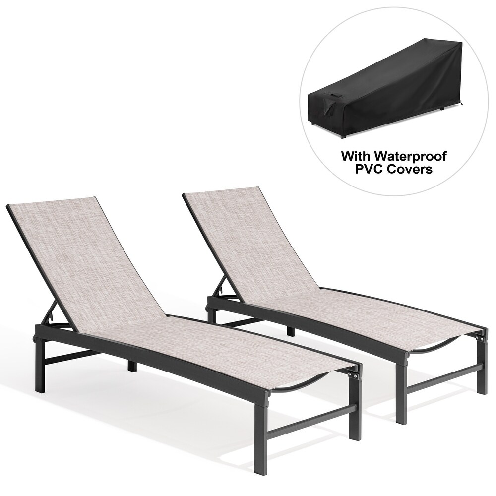 Crestlive Outdoor Loungers Patio Chaise Lounge Chairs Set of 2 with Waterproof Covers   71.65\