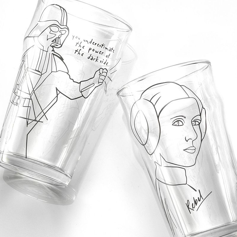 JoyJolt Star Wars Striking Sketch Characters Collection 4-pc. Pint Glasses