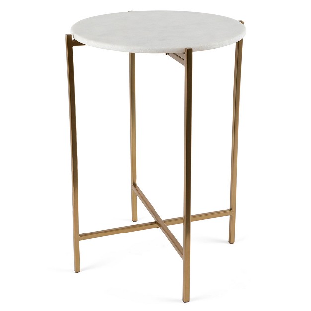 Birdrock Home Folding Side Table With Marble Top Gold Legs