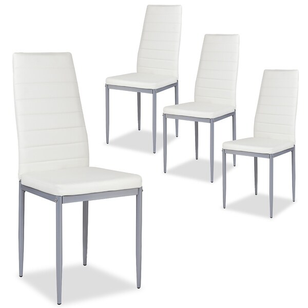 4 PCS PU Leather Dining Side Chairs with Padded Seat