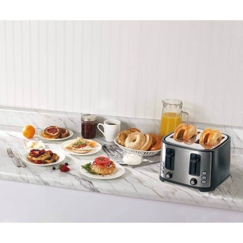 Hamilton Beach 1400-Watt 4-Slice Black and Stainless Steel Wide Slot Toaster 24633V