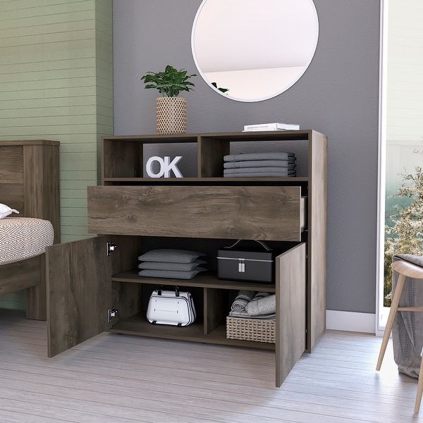 Simplicity 1-Drawer 2-Shelf 1-Cabinet Dresser， Modern Storage Cabinet， Superior Top， Storage Dressers Organizer for Bedroom - - 37828135