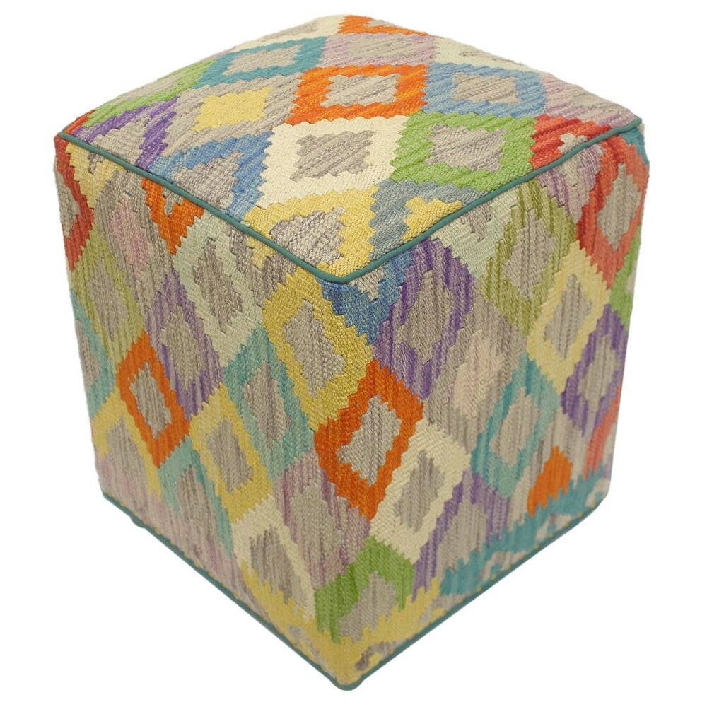 Boho Chic Hinton Handmade Kilim Upholstered Ottoman