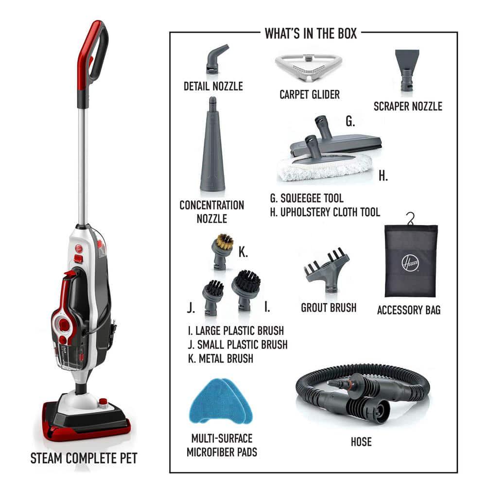 HOOVER WindTunnel Bagless Pet Upright Vacuum Cleaner with Automatic Cord Rewind and Steam Complete Pet Steam Mop